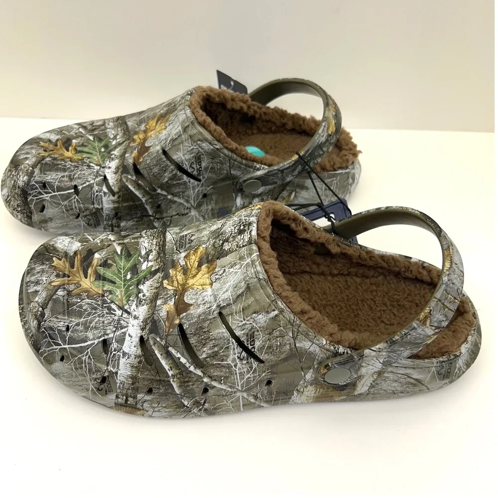 Rugged Shark Mens 12 Fleece Lined Clogs Realtree Edge Camo Slip Ons Memory Foam